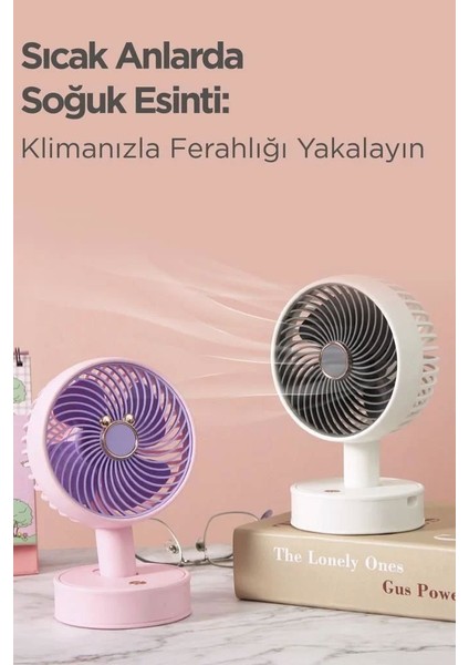 F-08 Beyaz Pembe Ayarlanabilir Sessiz Mini Fan Vantilatör Masa Fan