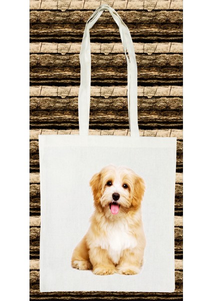Tüylü Köpek Baskılı Pamuklu Ham Bez Çanta 35X40 cm fiyatları