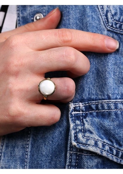 Doğal Taş Sedef Doğal Taşlı Ayarlanabilir Yüzük Sdfyvrlk-1