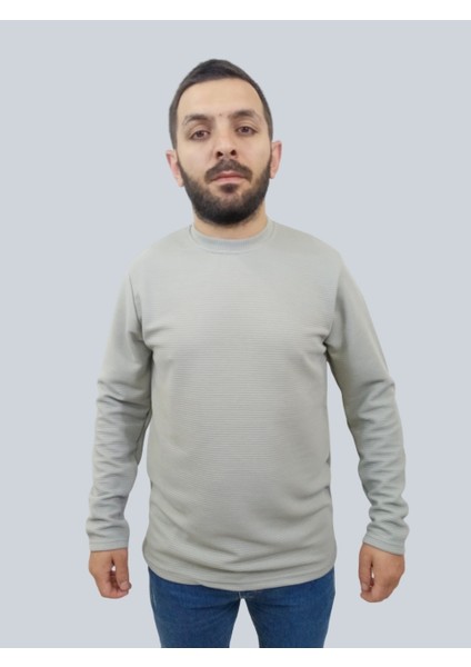 Erkek Ottoman Uzun Kol Gri Sweatshirt