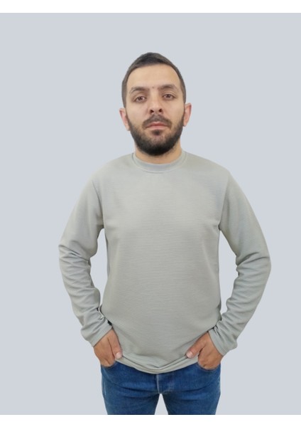 Erkek Ottoman Uzun Kol Gri Sweatshirt
