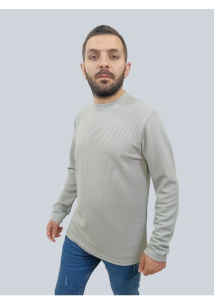 Erkek Ottoman Uzun Kol Gri Sweatshirt