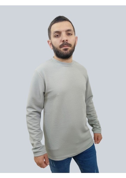 Erkek Ottoman Uzun Kol Gri Sweatshirt