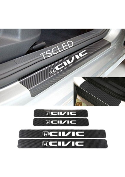 Cıvıc Karbon Kapı Eşiği Koruma Sticker (4 Adet)