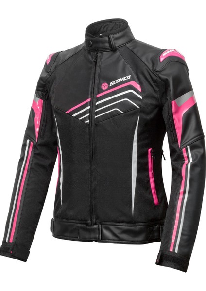JK153W Kadın Dört Mevsim Motosiklet Mont Siyah Pembe- S