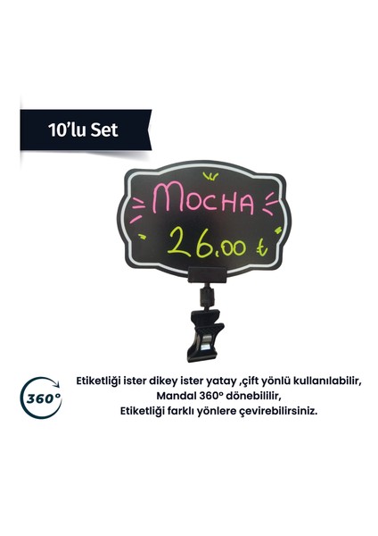 Siyah Pvc Fiyat Etiketleri Silinebilir,yeniden Yazılabilir,ayarlanabilir 10 Adet Mandallı Pvc LEVHA,8CMX12CM fırsatları