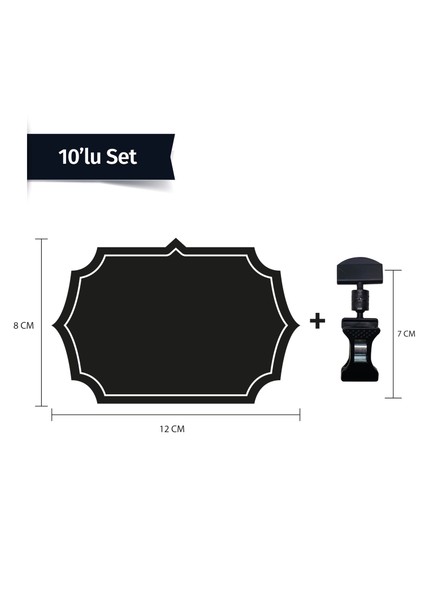 Damga Market Siyah Pvc Fiyat Etiketleri Silinebilir,yeniden Yazılabilir,ayarlanabilir 10 Adet Mandallı Pvc LEVHA,8CMX12CM