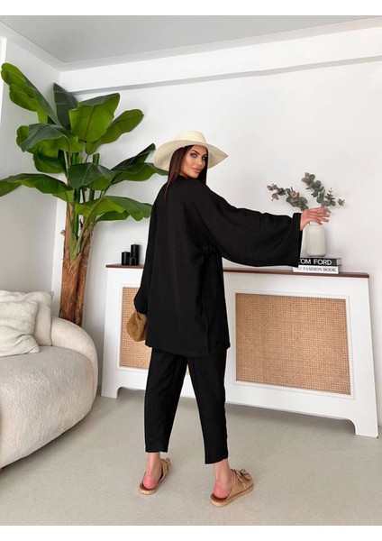 Siyah Kimono Pantolon Takım modelleri
