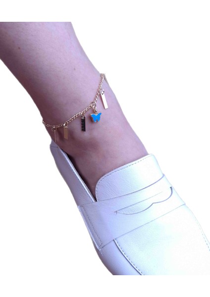 Altın Renk Zincir Dizayn Kelebek Model Halhal