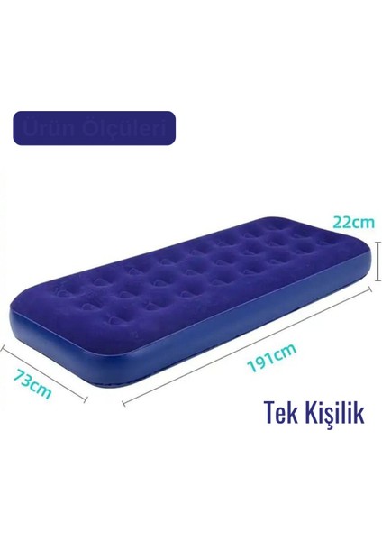 Tek Kişilik Unisex Lacivert Tek Kişilik Şişme Yatak (191CM x 73CM x 22 Cm) Lacivert Pompa Dahil Değ