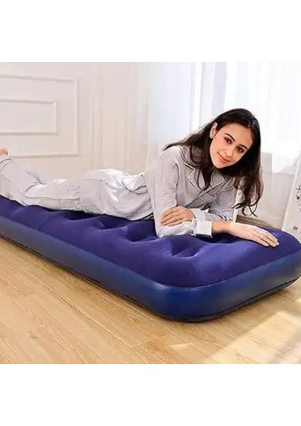 Tek Kişilik Unisex Lacivert Tek Kişilik Şişme Yatak (191CM x 73CM x 22 Cm) Lacivert Pompa Dahil Değ