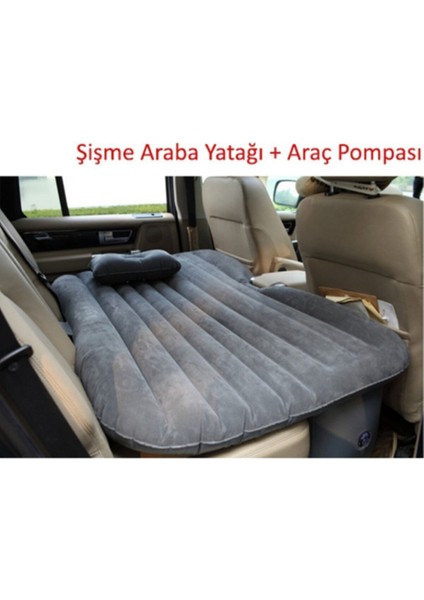 Pompa Dahildir Ssmobil Araç Şişme Yatağı-Araba Koltuğu Yatağı - (Araç Pompası Hediyeli) Gri