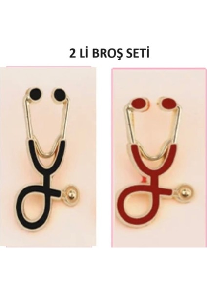2 Li Broş Doktor , Hemşire Broş Takısı Yaka Iğnesi Steteskop Tıp Hediyelik