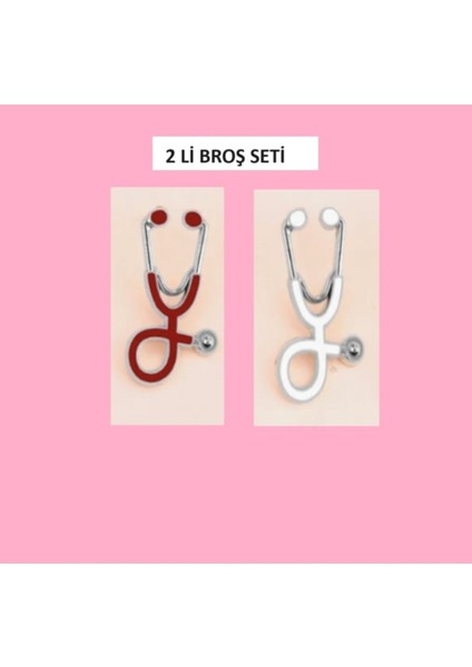 2 Li Broş Doktor , Hemşire’ Ler Günü Hediyesi Broş Takısı Yaka Iğnesi Tenkli Steteskop