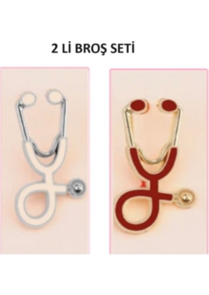 2 Li Broş Doktor , Hemşire Broş Takısı Yaka Iğnesi Steteskop Hediyelik