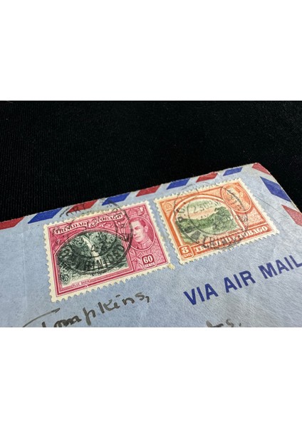 Uçak Postası Air Mail 1942 Yılında Trinidad And Tobago Dan Ingiltere'ye Postalanmış 60 ve 8 Cent Pullu fiyatları