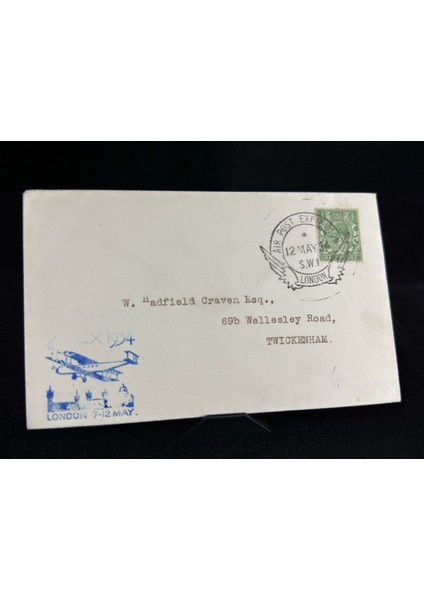 Uçak Postası Air Mail 12 May 1934 Yılı Air Post Exhibition London Özel Gün Damgalı Zarf