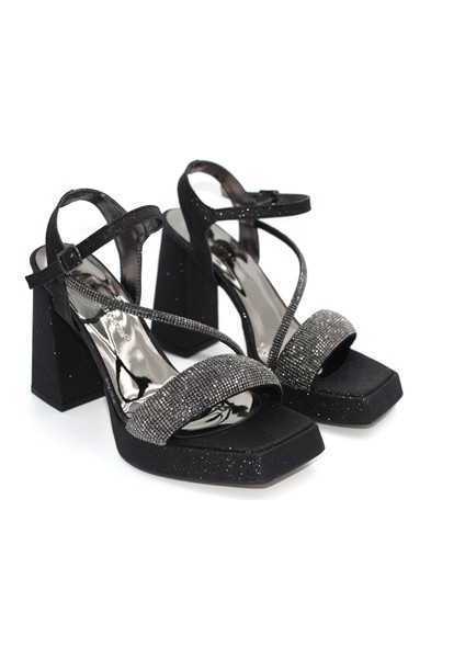 (London) Taş Biye Detaylı Kalın Topuklu Kadın Abiye Ayakkabı Siyah fiyatları