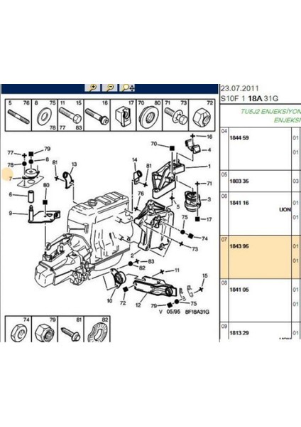 Motor Takozu 406 (R55159-Y5281-1843.95) fiyatları