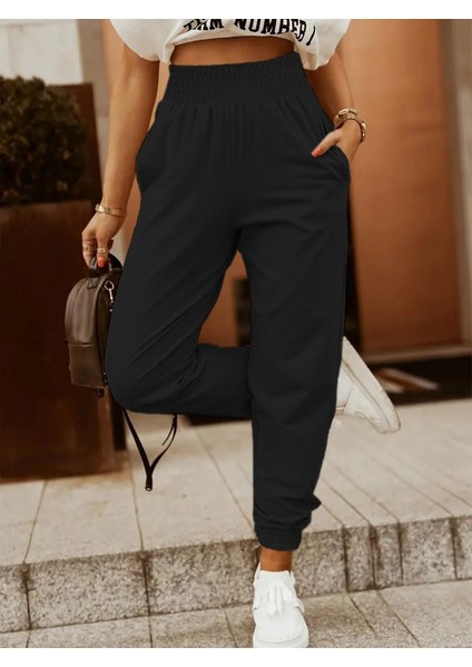 Kadın Paça ve Bel Lastik Detaylı Iki Iplik Cepli Eşofman Altı fiyatları