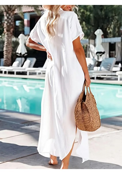 Kadın Kısa Kollu Yanları Yırtmaç Detay Pareo fiyatları