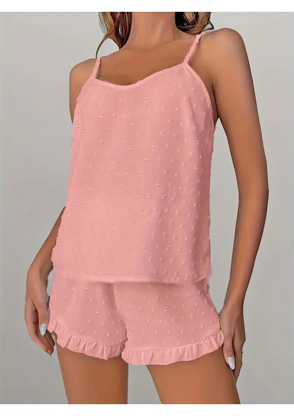 Kadın Ip Askılı Atlet ve Alt Pon Pon Detaylı Aerobin Shortlu Takım fırsatları