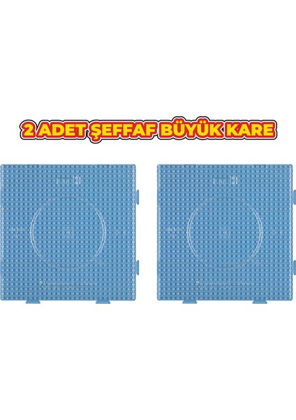 2 Li Hama Midi Boncuk Tablası Şeffaf Kare Büyük