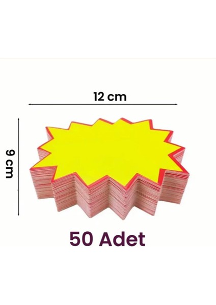 50 Adet 9 × 12 cm Sarı Yıldız Karton Fiyat Etiketi, Mağaza, Bakkal ve Süpermarket Boş Yıldız Etiketi