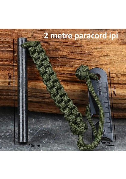 Paracord Ipli 10CM x 10MM  Magnezyum Bar Ateş Başlatıcı Acil Durum Çakmak Taşı Çubuğu