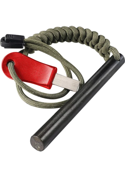 Magnezyum Bar Acil Durum Ateş Başlatıcı Paracord Ipli 10CM x 1cm Çakmak Taşı Çubuğu