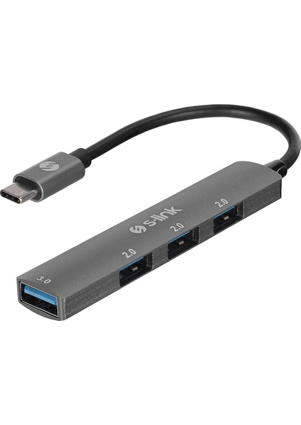 S-Lınk SW-U324 3*usb2.0, 1*usb3.0 Type-C Metal USB Hub Çoklayıcı