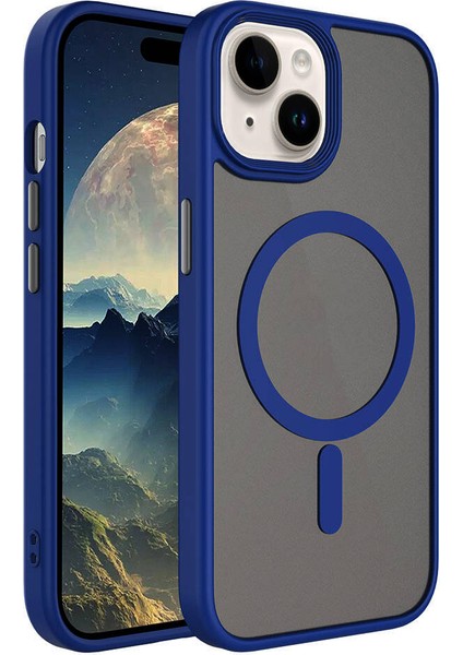 Apple iPhone 15 Kılıf Mat Arka Yüzey Wireless Şarj Özellikli Flet Magsafe Kapak