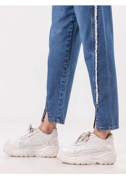 Kız Çocuk Ara Püsküllü Denim Mom Jean Pantolon fırsatları