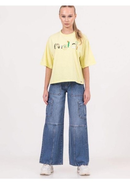 Kız Çocuk Denim Kargo Bol Paça Pantolon
