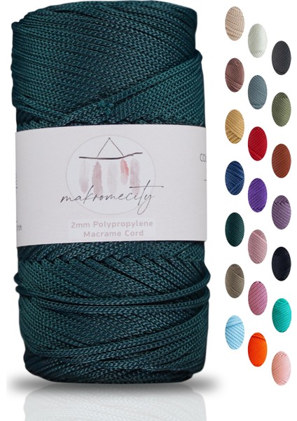 Premium 100 gr Polyester Makrome Ipi Nefti Yeşil 2mm - 120 M Supla Ip ve Çanta Ipliği