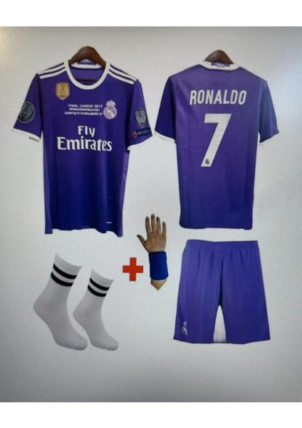 Cheecky Chic 2017 Ronaldo Real Madrid Cardif Mor 4 Lü Set Çocuk Forması Şampiyonlar Ligi Finali Zyn