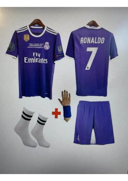 2017 Ronaldo Real Madrid Cardif Mor 4 Lü Set Çocuk Forması Şampiyonlar Ligi Finali Zyn