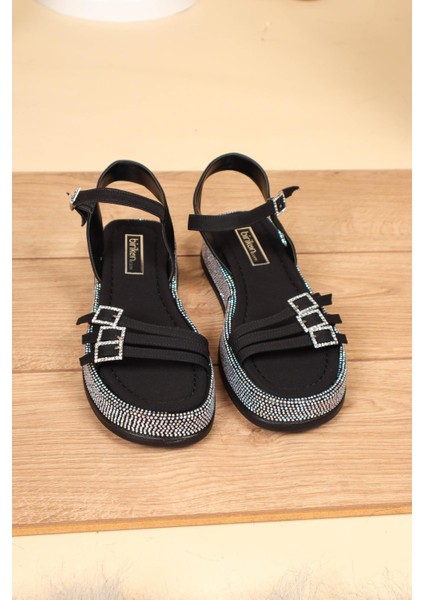 Bilek Bağlı Tabanı Taşlı Sandalet Siyah fiyatları