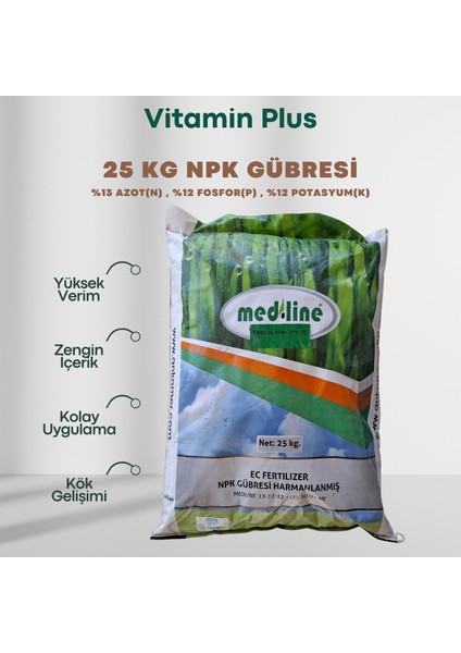 25 kg Harmanlanmış Npk Gübresi Çim Gübresi 13+12+12+(35 So3)+ Me