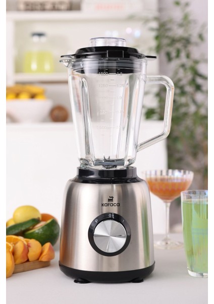Smothiler, Milkshakeler, Sebze Suları Buz Kırıcı 1.5lt Cam Hazne 6 Paslanmaz Çelik Bıçak 1000W Inox Paslanmaz Gövde