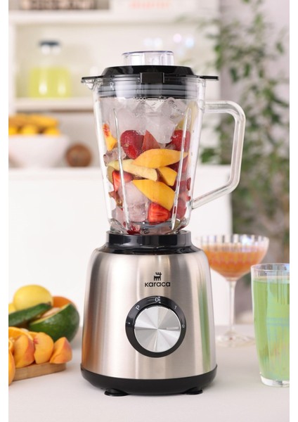 Smothiler, Milkshakeler, Sebze Suları Buz Kırıcı 1.5lt Cam Hazne 6 Paslanmaz Çelik Bıçak 1000W Inox Paslanmaz Gövde