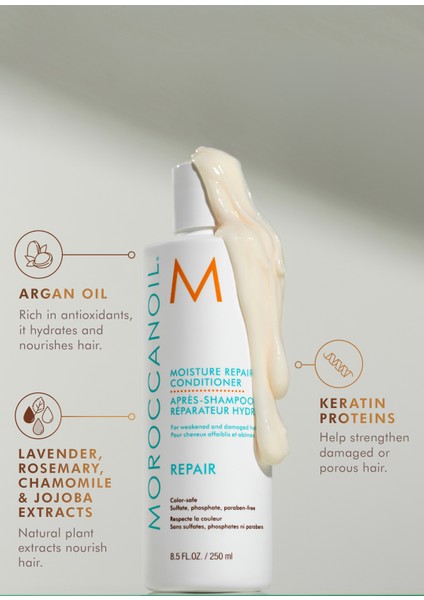 Moroccanoıl Moisture Repair Saç Kremi 250 ml Yıpranmış Saçlar Için Argan Yağı Içeren Onarıcı Saç Kremi