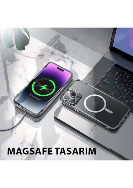 Apple iPhone 15 Pro Max Anti-Fall Darbe Önleyici Airbag Manyetik Magsafe Silikon Kılıf