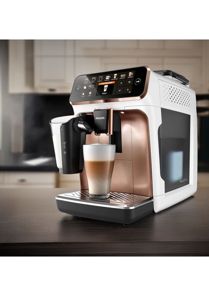 Lattego Tam Otomatik Premium 12 Farklı Kahve Krom-Beyaz Kahve ve Espresso Makinesi +Luciole Lambader