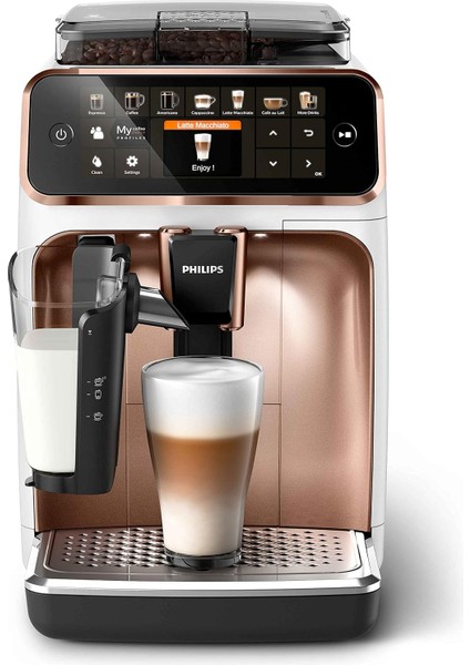 Lattego Tam Otomatik Premium 12 Farklı Kahve Krom-Beyaz Kahve ve Espresso Makinesi +Luciole Lambader