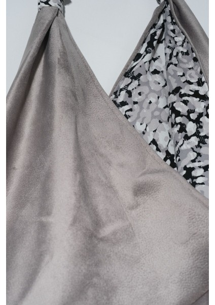 Gri Saten Süet Origami Çanta - Omuz ve Kol Çantası fırsatları