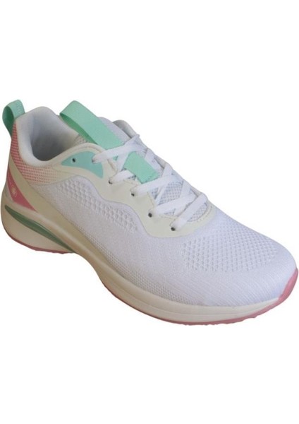 Kadın Beyaz Çift Örgü Memory Form Taban Sneaker Spor Ayakkabı