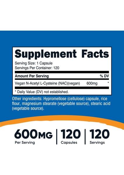 Nutricost N-Acetyl Cysteine (Nac) 600 Mg 120 Capsul fiyatları