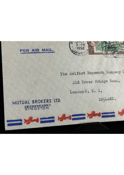 Ingiliz Sömürge Uçak Postası Air Mail 1952 Yılında Jamaika'dan Ingiltere'ye Postalanmış fiyatları