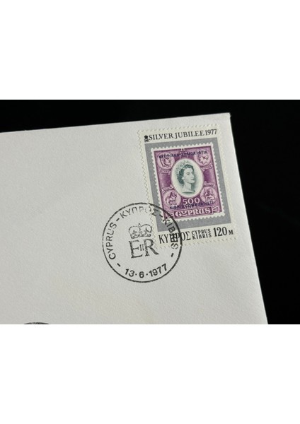 Kıbrıs Kraliçe Elizabeth Gümüş Jubile Cyprus 1977 Silver Jubilee Fdc Special Cancel Unaddressed Vgc